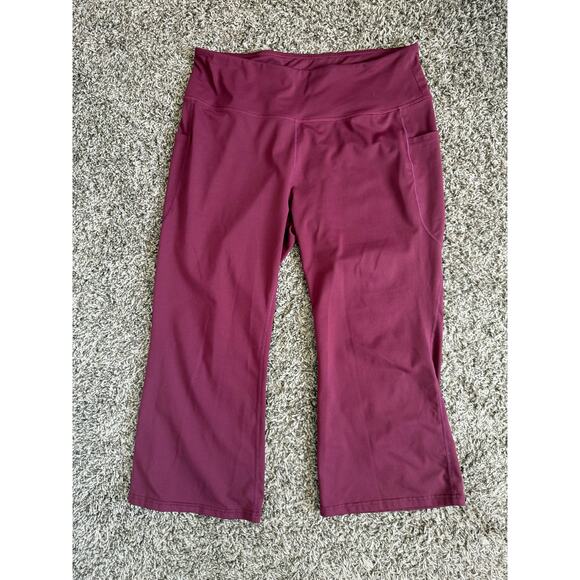 Baleaf Active Crop Pants Plus Size 2X Pull On Yoga Workout Running Gym Leggings - Picture 1 of 6